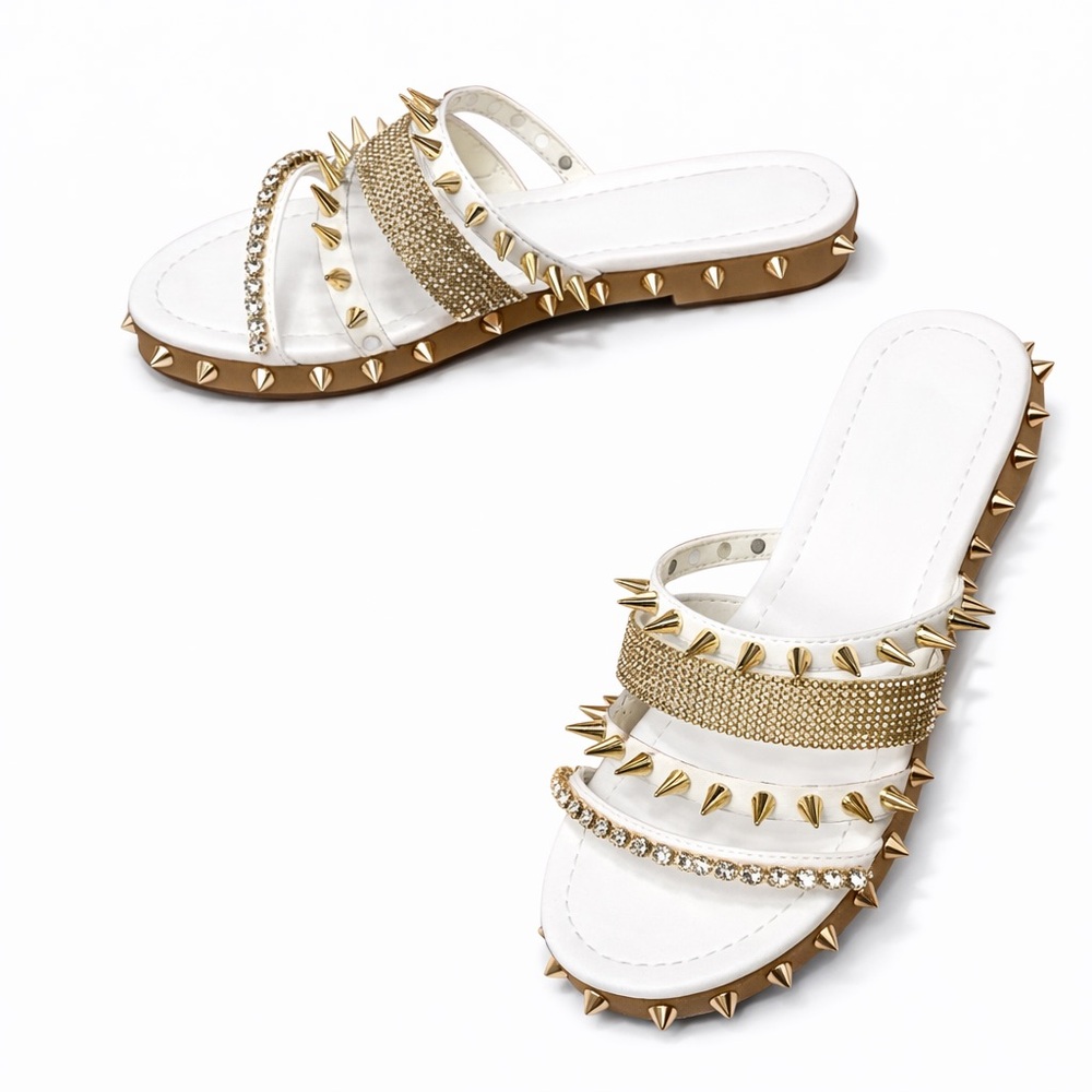 Cape Robbin Xtreme Studded White Sandals - Picture 6 of 10